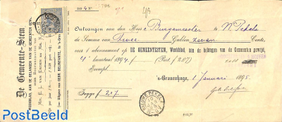 Official mail from Nieuwe Pekela to The Hague, via Dordrecht (see postmarks). Princess Wilhelmina (h
