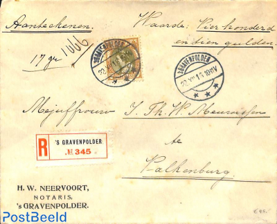 Registered letter from 's Gravenpolder to Valkenburg