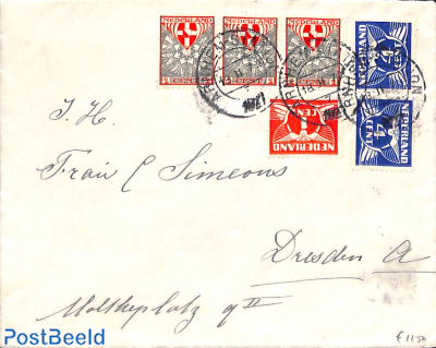 Letter with child welfare stamps from ARNHEM-STATION to Dresden