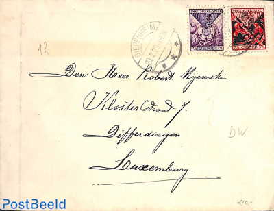 Letter to Luxermburg with child welfare stamps