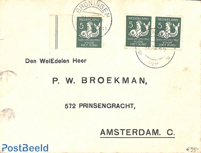 Letter with syncopathic perf. stamps (Roltanding)