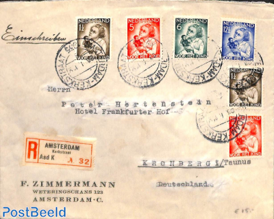 Registered letter to Germany with Child welfare stamps