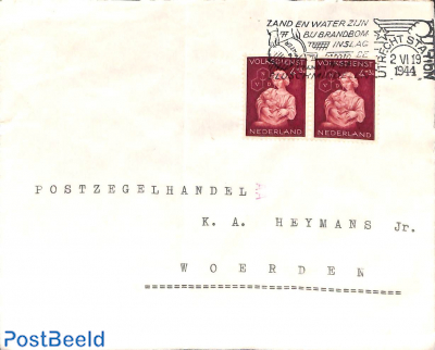 Letter from Utrecht to Woerden with Winter Aid pair