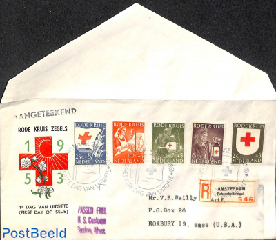 Red Cross FDC, Open flap, typed address