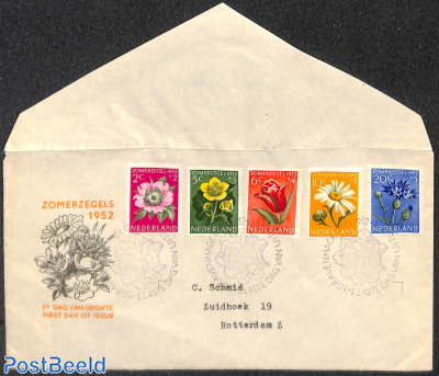 Flowers FDC, open flap, typed address