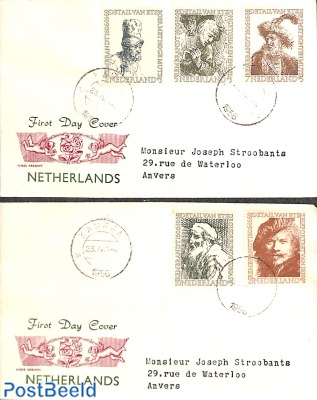 Rembrandt 5v, FDC Three Arrows (on 2 covers)