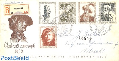Rembrandt 5v FDC without lines, open flap