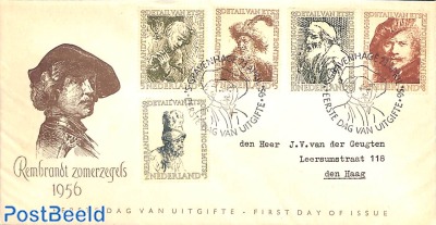 Rembrandt 5v, FDC, typed adress, closed flap, cover without lines