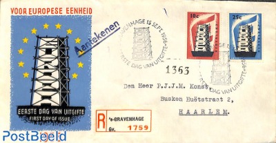 Europa 2v, FDC, closed flap, typed address