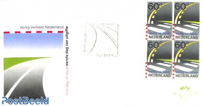 Traffic safety, FDC with block of 4 [+]