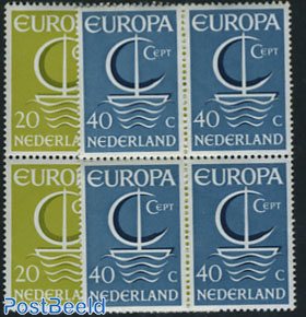 Europa 2v, blocks of 4