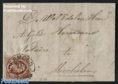 Letter from Roermond to Mechelen (B), Border rate = 10c, rare