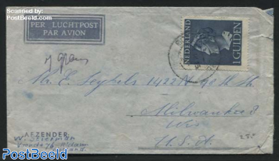 Queen Wilhelmina. Airmail to USA