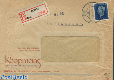 Registered envelope with nvph no.482
