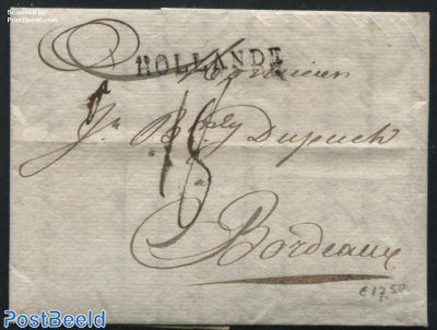 Folding letter from Amsterdam to Bordeaux