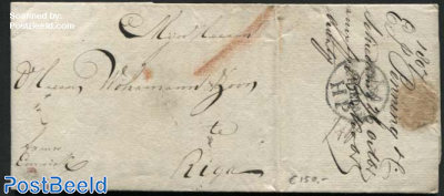 Letter from Schiedam to Riga (postmark: Schiedam HP)