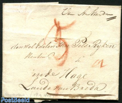 Folding letter from Amsterdam to Breda