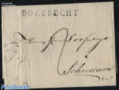 folding letter from Dordrecht to Schiedam