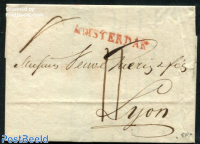 Folding letter from Amsterdam to Lyon