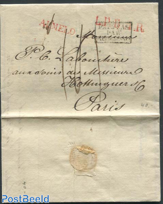 Folding letter from Almelo to Paris with Oktober 1819 mark