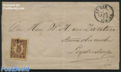 Letter from Leiden to Leiderdorp, Postage due 5c