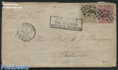 Letter from Utrecht to Batavia postmark; Via Brindisi Britsche Pakketb.