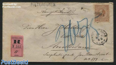 Registered letter from Pieterburen (langstempel) to Amsterdam