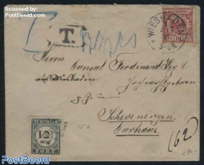Letter from Germany to Scheveningen, postage due rate 12.5c