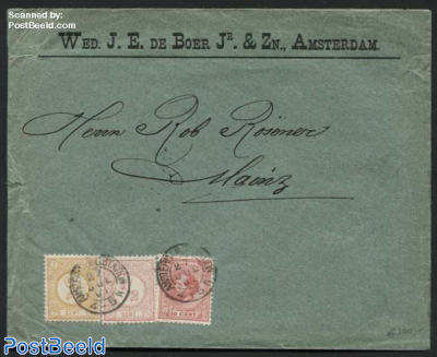 Letter from Amsterdam to Mainz, mixed postage
