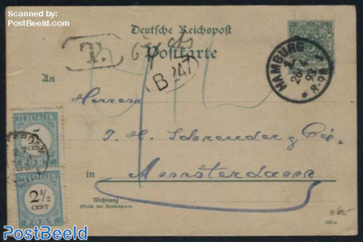 Postcard from Germany, Postage due rate 7.5c (5c and 2.5c)