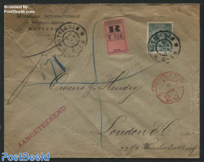 Registered letter from Rotterdam to London