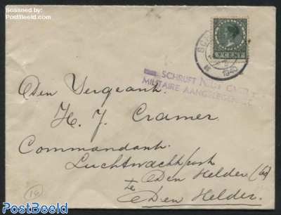 Letter from Schagen to Den Helder with postmark: SCHRIJFT NIET OVER MILITAIRE AANGELEGENHEDEN