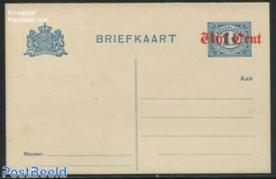 Postcard, Vijf Cent on 1.5c blue