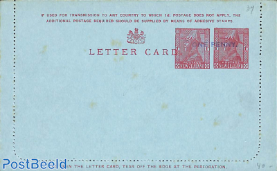 Letter card ONE PENNY overprint