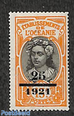 25 1921 on 15c, Stamp out of set