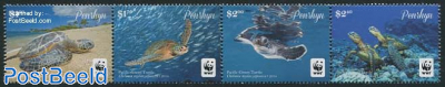 WWF, Pacific Green Turtle 4v [:::] (without borders)