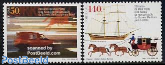 Postal connections 2v, joint issue Brazil