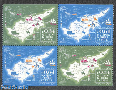 Europa, Old postal roads 2x2v from booklet
