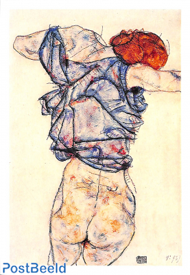 Egon Schiele, Frau die sich auskleidet 1914