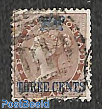 Straits Settlements, THREE CENTS on 1A, used