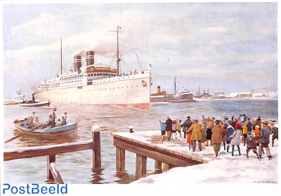 Aankomst van Stoomboot ca. 1930, Tek. J.C. Kesler