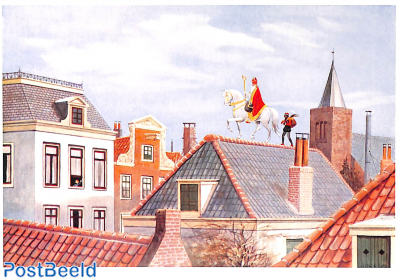 Sint en Piet op het dak, ca 1930, Tek. J.C. Kesler