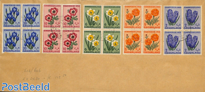 Flowers 5v in blocks of 4 [+] on cover