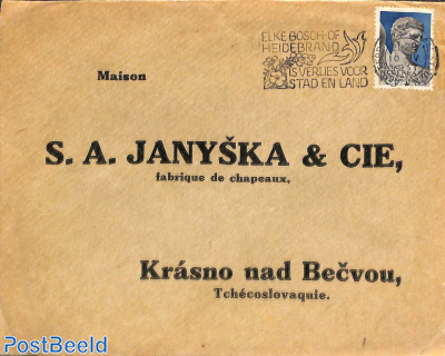 Letter to Czech rep. with Jamboree stamp and Fire prevention postmark