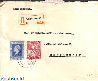 Registered letter from 's-GRAVENHAGE MAG. BIJENKORF to Bennebroek
