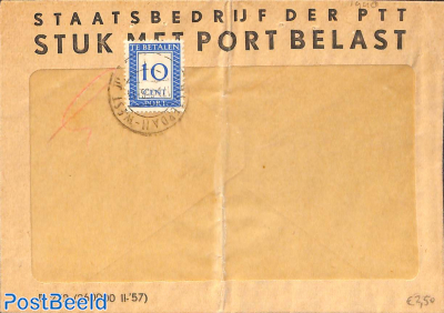 Envelope to Holland, postage due 10c