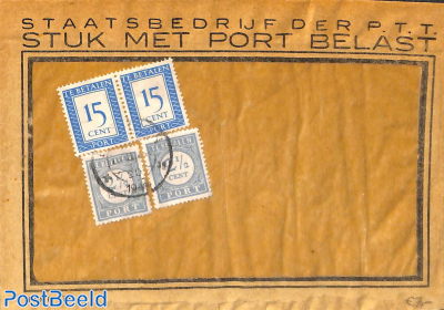Envelope from Holland, postage due 2x15c, 2x2.5c