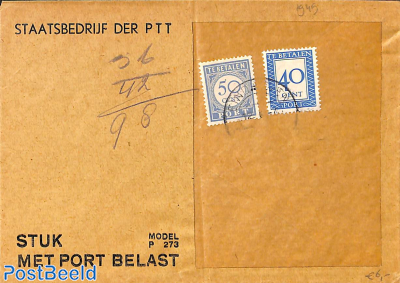 Envelope from Holland, postage due 50c and 40c