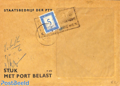 Envelope from The Netherlands, postage due 5c