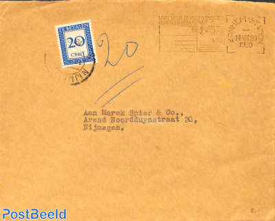 Envelope to Nijmegen, postage due 20c